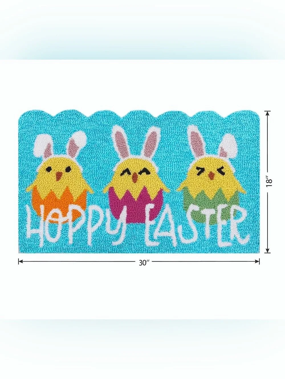 New Hoppy Easter Chicks Hook Accent Rug, 18x30, Home decor, blue, pink, yellow